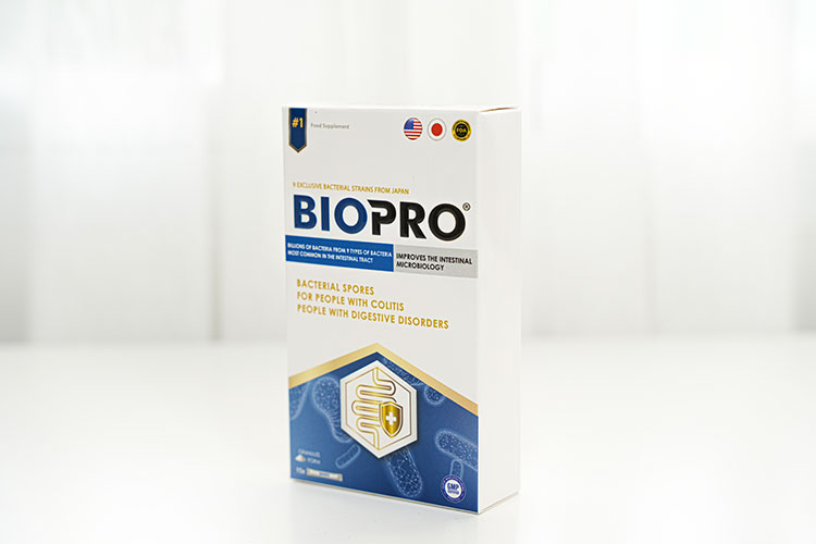  Biopro เป็นสารเสริมโปรไบโอติกขั้นสูงจากญี่ปุ่น Biopro ได้ผลิตมาเพื่อเพิ่มประสิทธิภาพการย่อยอาหารและช่วยให้ลำไส้แข็งแรง สูตรเฉพาะของ Biopro ประกอบด้วยแบคทีเรียที่มีประโยชน์ถึง 10 สายพันธุ์ รวมถึงแบคทีเรียพิเศษ 3 สายพันธุ์จากประเทศญี่ปุ่น ได้แก่ Bacillus clausii, Bacillus subtilis, Bacillus coagulans แต่ละสายพันธุ์มีประโยชน์ต่อระบบเฉพาะเจาะจง